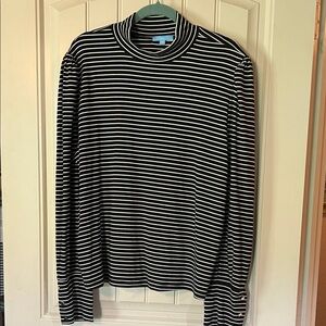 Draper James Black & White Striped Long-Sleeve Tunic